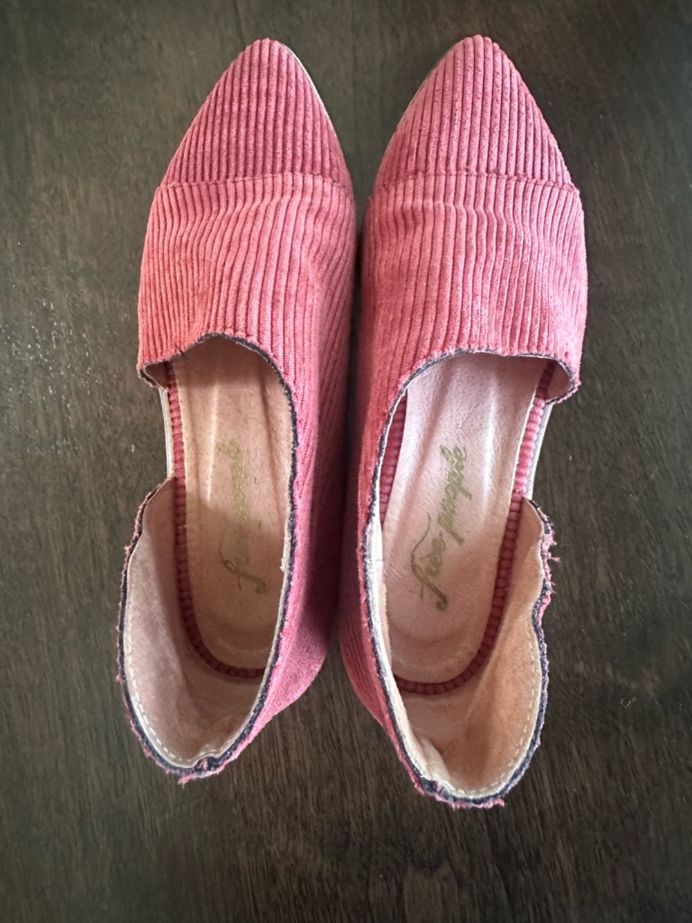 Free People Royale Corduroy Cutout Ankle Flats Rust Red 37 7 Flawless - Picture 5 of 7